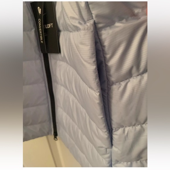 NIKE Down Puffer w/ WindbreakerJacket Women Large Blue 2PC. Set Water Resistant - Picture 9 of 16